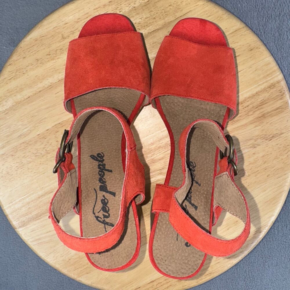Free People Brooke Platform Cork Heel Red Sandal Women’s Size 40/ 9.5 US - Picture 6 of 8
